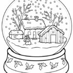 Desenho de Natal para colorir - globo de neve natalino