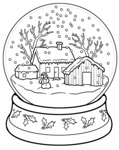 Desenho de Natal para colorir - globo de neve natalino