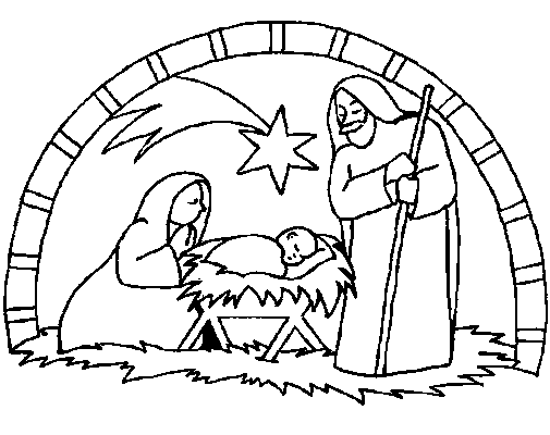 Desenho de Natal para colorir - nascimento de Jesus