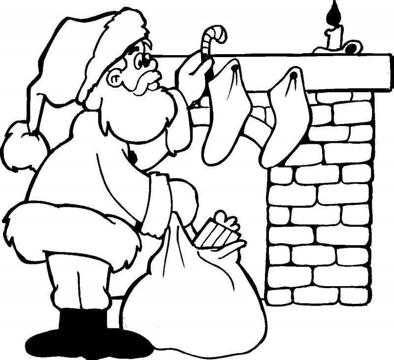 Desenhos para colorir de desenho de uma guirlanda de natal com o papai noel  para colorir 